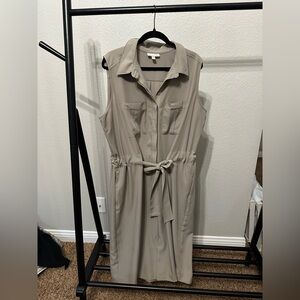 Midi Front Tie Button Up Vest Dress